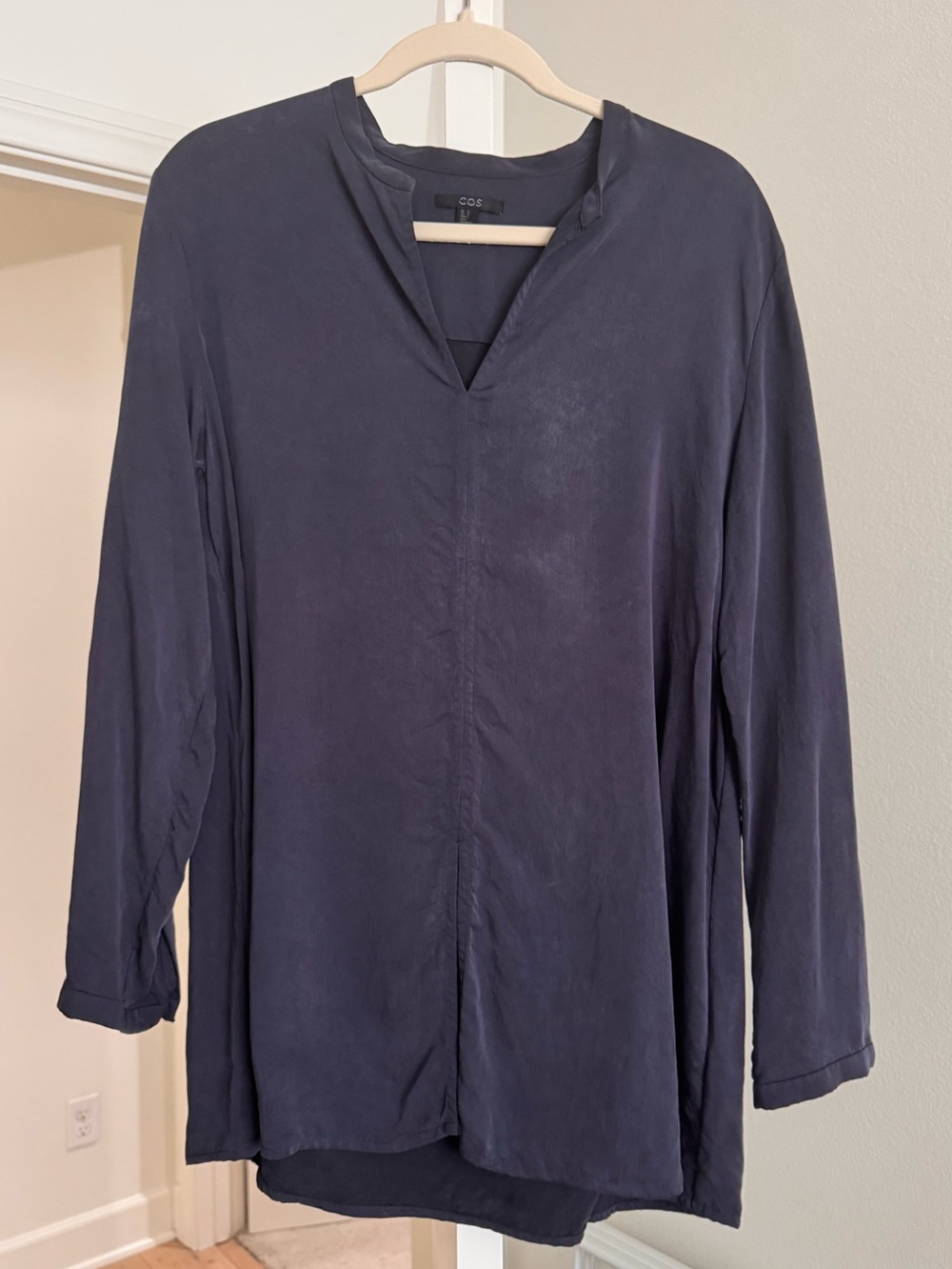 COS Deep Charcoal Long-Sleeve Tunic Top Size 12